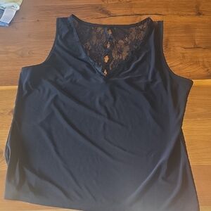 White House Black Market Black Lace V-Neck Tank Top